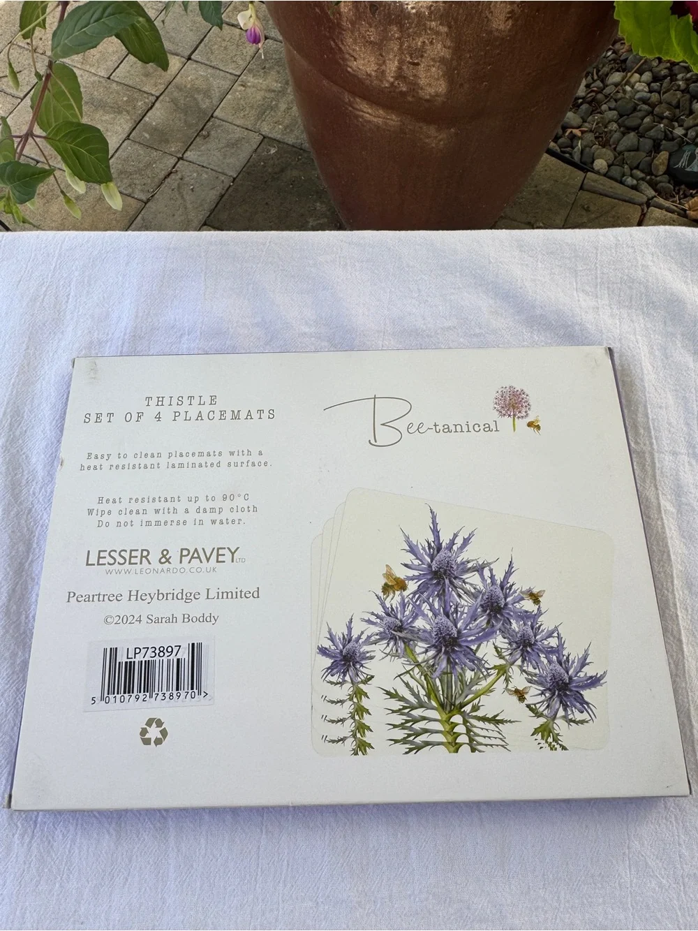 Bee-tanical Thistle Placemats Set of 4 Sarah Boddy NIB